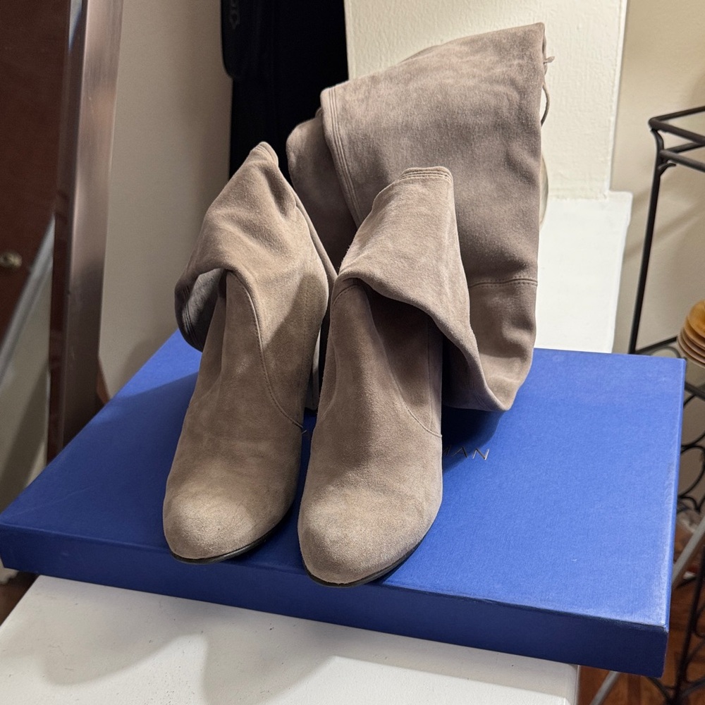 Stuart Weitzman Taupe Suede Ankle Booties